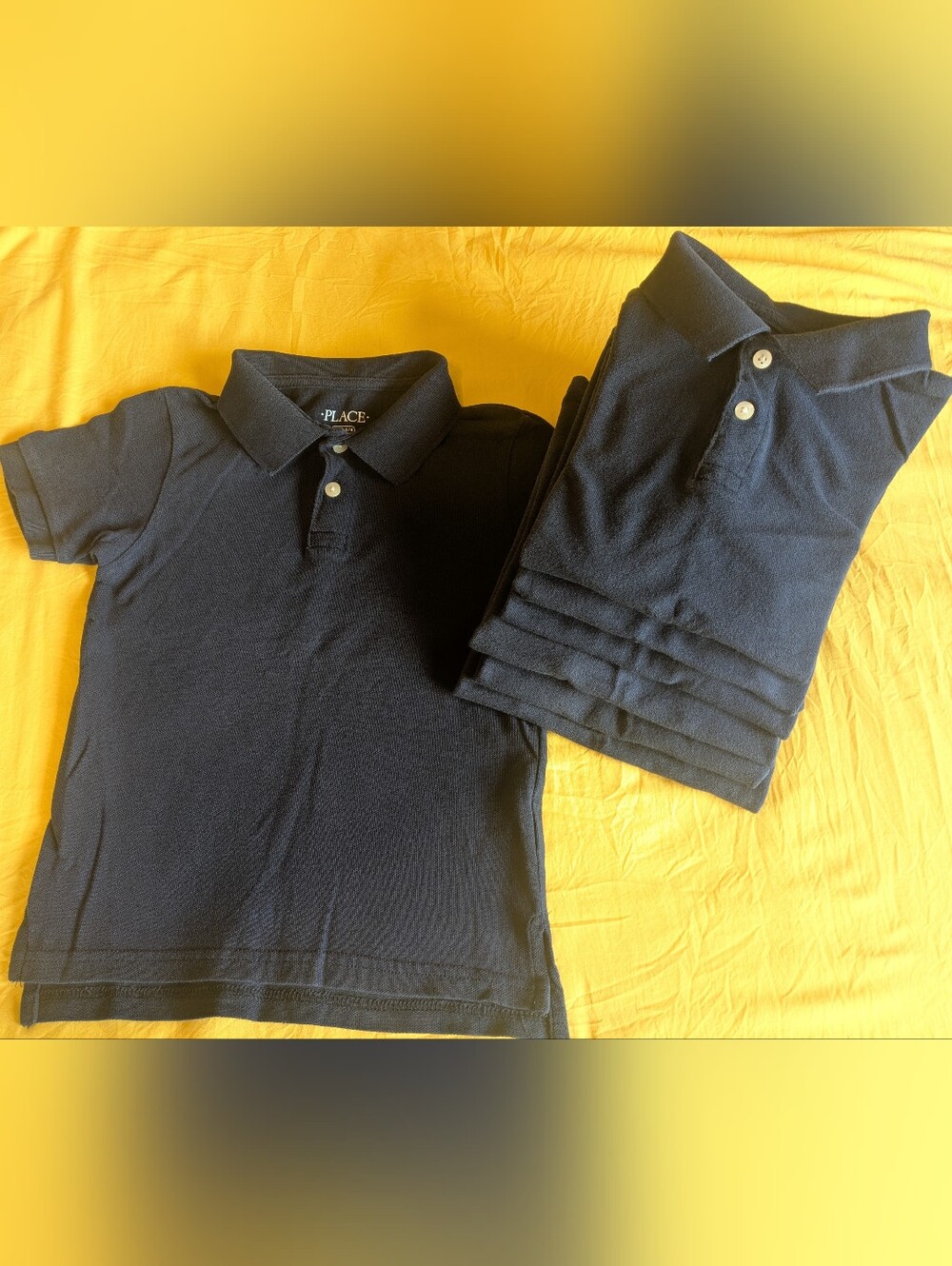 7️⃣ Children's Place Navy Blue Pique Polo Short Sleeve Bundle; Size: S 5 / 6